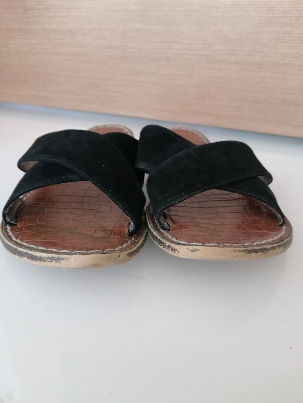 Sam Edelman Gertrude Crisscross Black Suede Slide Sandals Size 8.5 - Picture 6 of 14